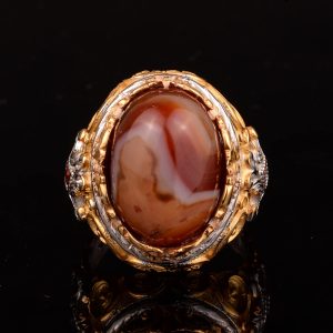 Gerçek Doğal Ağaç Taşlı Erkek Yüzük, 925 Ayar Gümüş Yüzük - Görsel 3