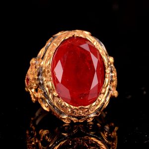 Yapılmış Paraiba Kırmızı Taş Yüzük - Rodaj Kaplama 925 Ayar Gümüş - El Yapımı Bant Yüzük - Görsel 5