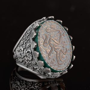 Gerçek Doğal Akik Taş Yüzük, Dini Yüzük, İslami Yüzük, El Yapımı Yüzük, Sterlin Gümüş Yüzük, kahverengi - Görsel 6