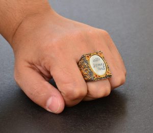 Erkeksterling Gümüş Sultan Yüzük - İslami Tasarım (Beyaz) - Görsel 7