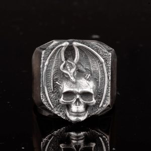 Kafatası Yüzüğü, İskelet Yüzüğü, El Yapımı Yüzük, 925 Ayar Gümüş Yüzük, Gotik Yüzük - Görsel 6