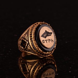 925 Ayar Gümüş Gök Türk Gri Kurt Yüzük - El Yapımı Vintage Tarzı Erkek Takısı - Görsel 4