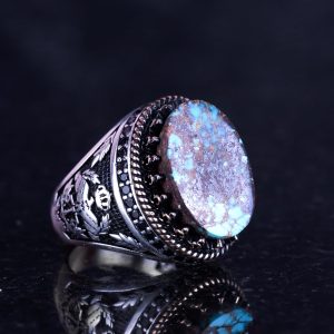 Gerçek Doğal Arizona Turkuaz Taş Yüzük, 925 Ayar Gümüş Yüzük, Kartal Yüzük - Görsel 4