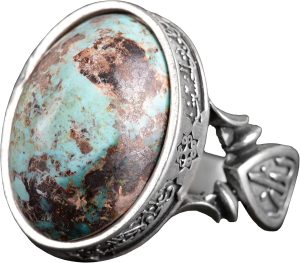 El Yapımı Doğal Arizona Turkuaz Taş Yüzük - 925 Ayar Gümüş Yüzük Erkekler İçin - Stil-4