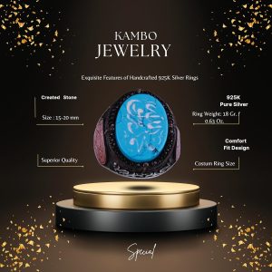 David Yıldızı Yüzüğü - El Yapımı Yüzük - 925 Ayar Gümüş Erkek Yüzüğü (İslami Hat) - Görsel 2