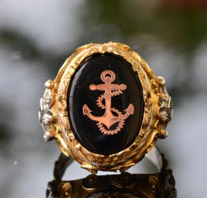 Erkek Gümüş Yüzük - Altın Kaplama Yüzük - Mühür Yüzüğü (Gemi İskelesi) - Görsel 5