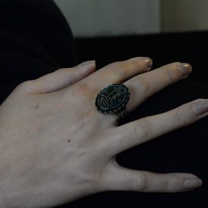 El Yapımı Jade Taş Yüzük, 925 Ayar Gümüş Erkek Yüzüğü, İslami Hat Tasarımı - Görsel 6