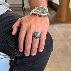 925 Ayar Gümüş Yüzük, Yapay Taş Yüzük, Kartal Sembolü Yüzük, El Yapımı Yüzük (Yapay Zümrüt) - Görsel 3