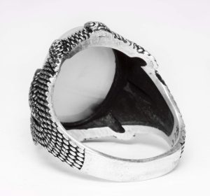 925 Ayar Gümüş Erkek Yüzük - Yemen Akik - Kartal Pençesi Tasarımı - El Yapımı Takı - Görsel 6