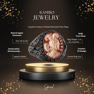 Şaman Yüzüğü - Gerçek Doğal Akik Taşı Yüzüğü - 925 Ayar Gümüş Yüzük - Manitou Şefi Yüzüğü - Görsel 2