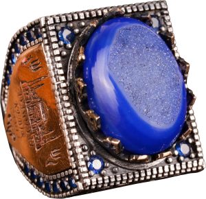 Gerçek Doğal Druzy Kuvars Kristal Taş Yüzük, İslami Yüzük, 925 Ayar Gümüş Yüzük Erkekler için - Görsel 1