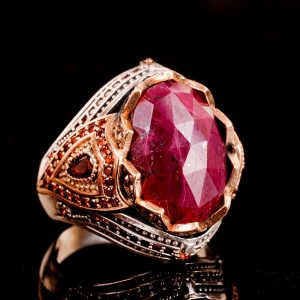 Gerçek Doğal Taş Yüzük, 925 Ayar Gümüş Yüzük, Erkek Gümüş Yüzük - Görsel 4