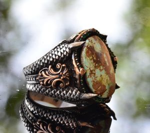 Gümüş Kartal Pençesi Turkuaz Yüzük Erkekler için, 925 Ayar Gümüş Erkek Yüzük, Büyük Yüzük - Görsel 4