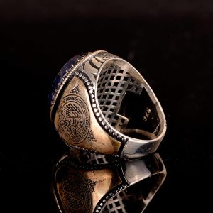 925 Ayar Gümüş Erkek Yüzük, Gerçek Doğal Taş Yüzük, İslami Yüzük (Safir) - Görsel 5