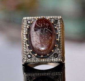 Doğal Akik Taşlı Yüzük - İslami Hediye, Sterlin Gümüş Erkek Yüzüğü - Görsel 5