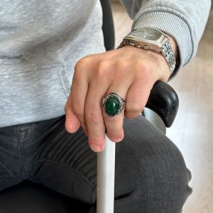 925 Ayar Katı Gümüş Erkek Yüzük Doğal Taşlarla - El Yapımı Zarafet (Yade Taşı) - Görsel 3