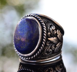 Erkekler için Zarif Doğal Taş Koleksiyonu: 925 Ayar Gümüş Yüzükler - Lapis Lazuli Seçimi - Görsel 3