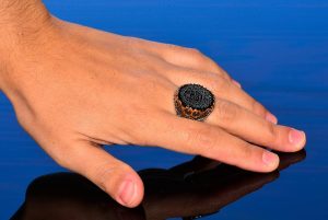 Sterling Gümüş Erkek Yüzük, Doğal Siyah Oniks Taşı, Kral Süleyman Mühürü Yüzüğü, El Yapımı Takı (Oniks) - Görsel 6