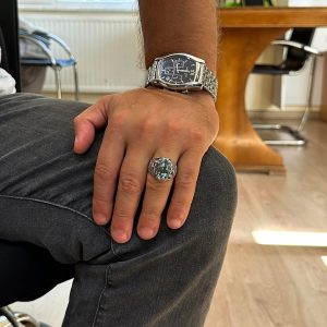 Gerçek Doğal Arizona Turkuaz Taşlı Yüzük, Cami Detaylı Yüzük, 925 Ayar Gümüş Yüzük (Model-5) - Görsel 3