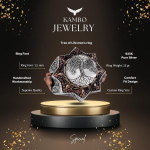 Ağaç Hayatı Gümüş Erkek Yüzük, 925 Ayar Gümüş Yüzük, El Yapımı Yggdrasil Ağaç Hayatı Yüzüğü - Görsel 7