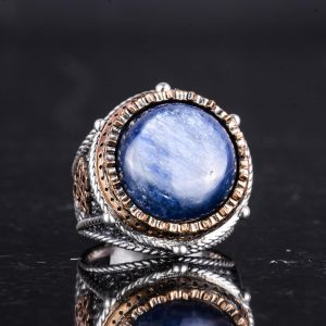 Gerçek Doğal Taş El Yapımı Yüzük - 925 Ayar Gümüş Yüzük (Kyanit) - Görsel 5