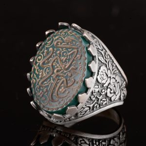 Gerçek Doğal Akik Taş Yüzük, Dini Yüzük, İslami Yüzük, El Yapımı Yüzük, Sterlin Gümüş Yüzük, kahverengi - Görsel 4