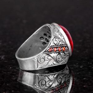 Gerçek Doğal Yıldız Yakutu Taşlı Yüzük, Büyük Gümüş Yüzük, 925 Ayar Gümüş Yüzük, El Yapımı Şık Yüzük - Görsel 7