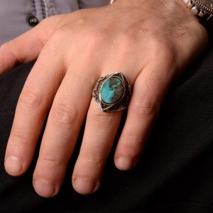 Gerçek Arizona Turkuaz Taş Yüzük, Sultan Yüzük, 925 Ayar Gümüş Yüzük - Görsel 3