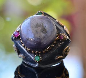 Doğal Star Ruby Taşlı Antik Yüzük - 925 Ayar Gümüş Unisex Sultan Yüzük - Görsel 5