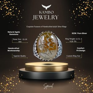 Gerçek Doğal Yemen Ametist Taşı Yüzük, 925 Ayar Gümüş Erkek İslami Yüzük, El Yapımı Hat Sanatı Tasarımı - Görsel 2