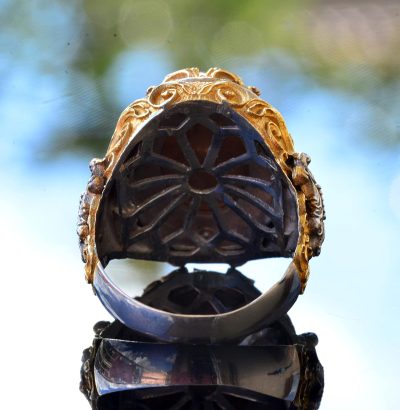 Gerçek Doğal Kan Taşı Taşlı Yüzük, Katı Sterlin Gümüş Yüzük, Erkek Yüzük, Kırmızı - Görsel 8