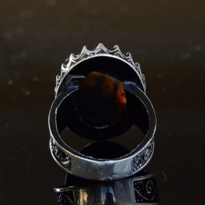 El Yapımı Jade Taş Yüzük, 925 Ayar Gümüş Erkek Yüzüğü, İslami Hat Tasarımı - Görsel 7