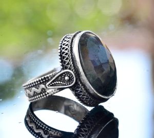 Gümüş Yüzük, Doğal Zümrüt Taşı, Vintage Tasarım - Görsel 4