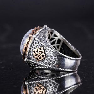 Gerçek Doğal Taş El Yapımı Yüzük - 925 Ayar Gümüş Yüzük (Akat) - Görsel 7