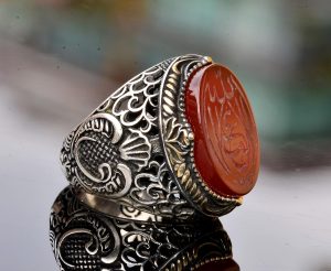 Doğal Akik Taşlı Yüzük - Sterlin Gümüş Erkek İslam Yüzüğü - Görsel 4