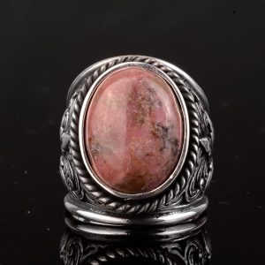 Erkekler için 925 Ayar Gümüş Yüzükler - Doğal Taş Seçimi (Rhodonite) - Görsel 4