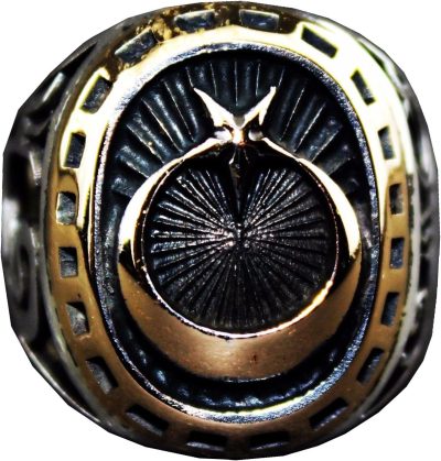 Sterling Gümüş Erkek Yüzük - Ay ve Yıldız Tasarımı - Görsel 1