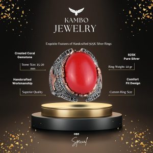 Kırmızı Mercan Yapay Taş Yüzük, İslami Camii Gümüş Yüzük, 925 Ayar Gümüş Yapay Taş Yüzükler - Çeşitli & Farklı Koleksiyon - Görsel 2