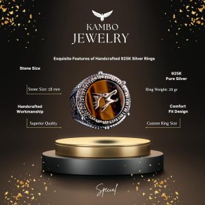 Kaplan Gözü Gümüş Yüzük, Sembolik Yüzük, 925 Ayar Gümüş Yüzük - Görsel 6