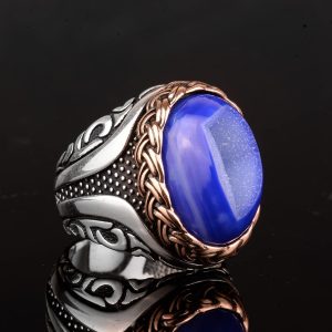 Gerçek Doğal Druzy Kristal Kuvars Taş Yüzük, Doğum Taşı Yüzüğü, 925 Ayar Gümüş Yüzük (Mavi) - Görsel 6