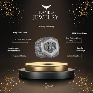 925 Ayar Gümüş Yüzük, Cesur Sembol Yüzük (Çift Başlı Kartal) - Görsel 2