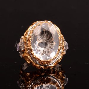 925 Ayar Gümüş Erkek Yüzük, Beyaz Topaz Yapay Taş - Görsel 5