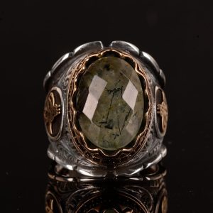 Gerçek Doğal Yeşim Prehnit Taş Yüzük, Osmanlı Yüzüğü, Kral Yüzüğü, 925 Ayar Gümüş Yüzük, El Yapımı Yüzük - Görsel 2