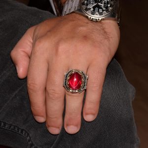 Gerçek Doğal Yıldız Yakutu Taşlı Yüzük, Oval Şekilli Yüzük, 925 Ayar Gümüş Yüzük - Görsel 3