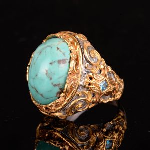 925 Ayar Gümüş Erkek Yüzük Doğal Arizona Turkuaz Taşı - Cesur ve Şık Tasarım, Günlük Kullanım ve Özel Etkinlikler İçin İdeal (Stil-1) - Görsel 5