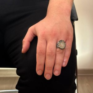 925 Ayar Gümüş Erkek Yüzük - Doğal Taş Seçeneği ile El Yapımı Tasarım (Prehnite Jade) - Görsel 3