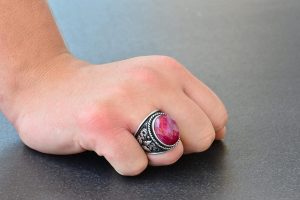 925 Ayar Gümüş Erkek Yüzük Doğal Yakut Taşı ile - Görsel 7