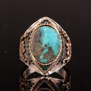 Gerçek Arizona Turkuaz Taş Yüzük, Sultan Yüzük, 925 Ayar Gümüş Yüzük - Görsel 4