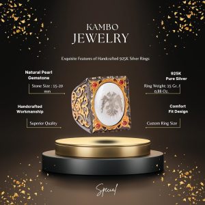 Erkekler için Sterlin Gümüş Sultan Yüzük - Çift Başlı Arnavut Kartalı Tasarımı - Görsel 3