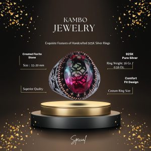 925 Ayar Gümüş Yüzük, Yapay Taş Yüzük, Kartal Sembol Yüzüğü, El Yapımı Yüzük (Yapay florit) - Görsel 2